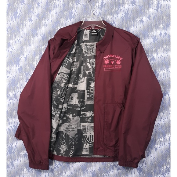 Under Armour Other - Under Armour Iron Paradise Barbell Club Jacket Project Rock Maroon Mens Large